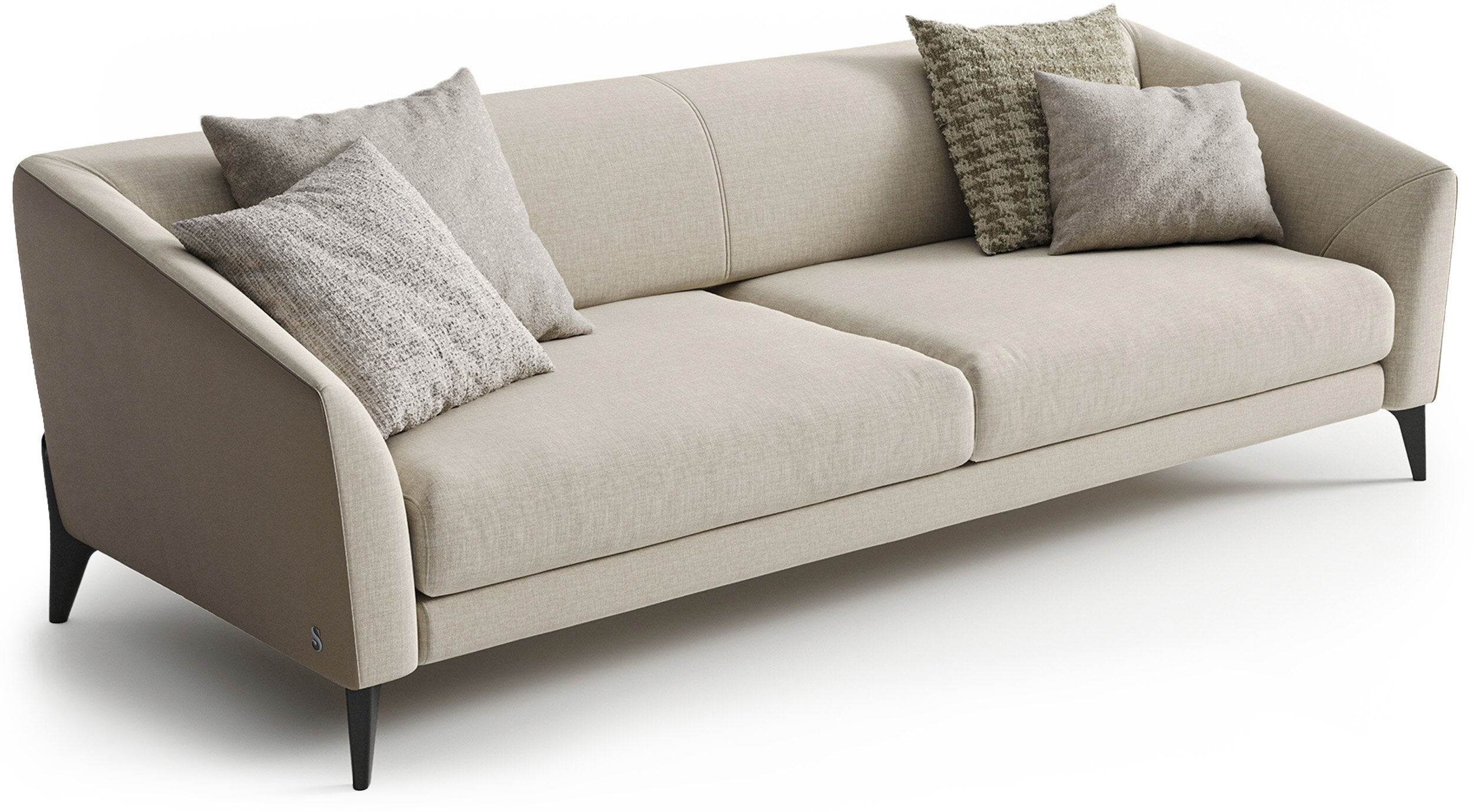 Elegant beige sofa with plush cushions, perfect for contemporary living room decor. Crafted for comfort and style, this sofa complements various interior designs.