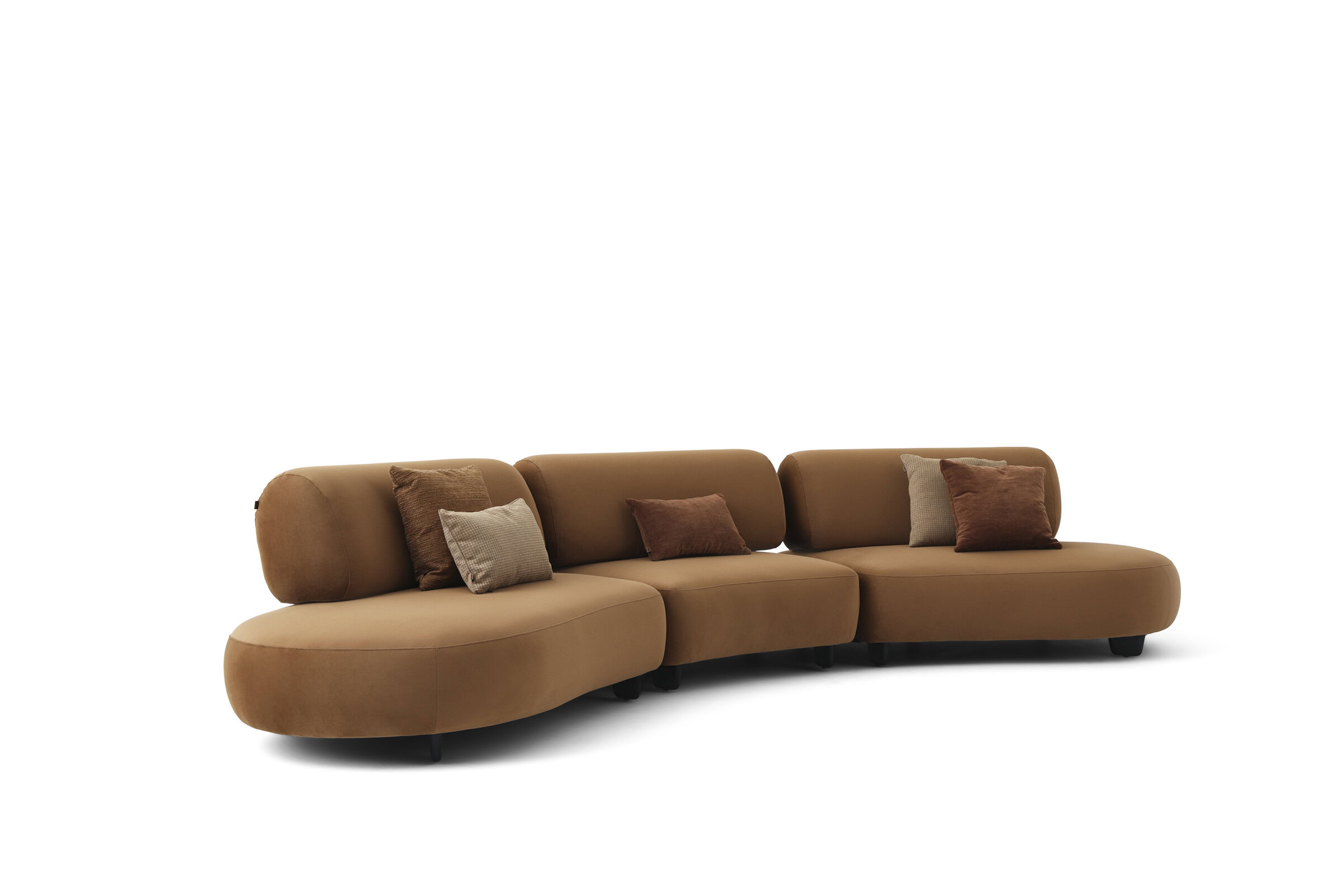 Elegant brown sectional sofa with plush cushions, perfect for contemporary living rooms, offering comfort and style.