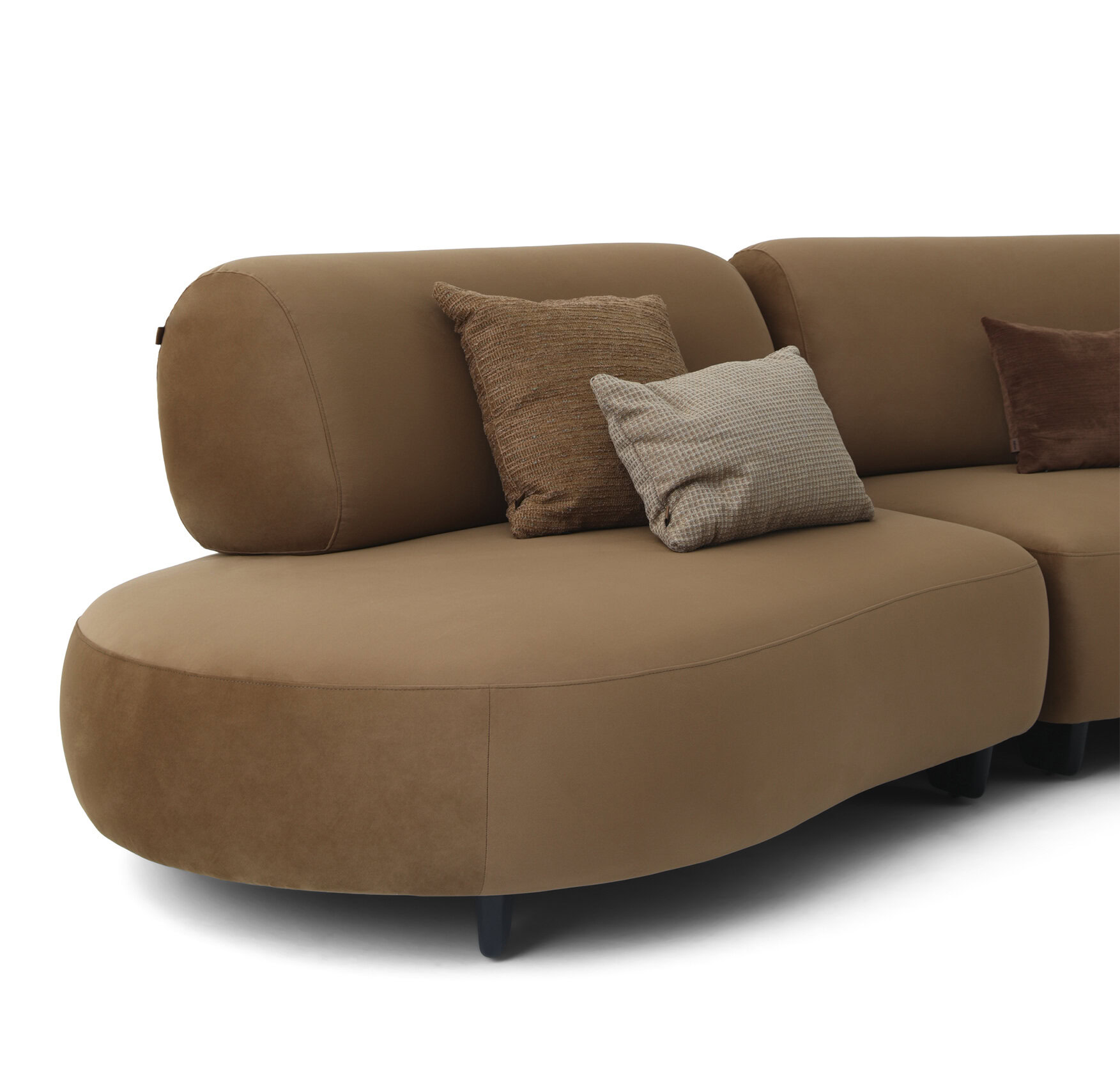 Elegant beige sectional sofa with soft cushions, perfect for stylish and comfortable home interiors.