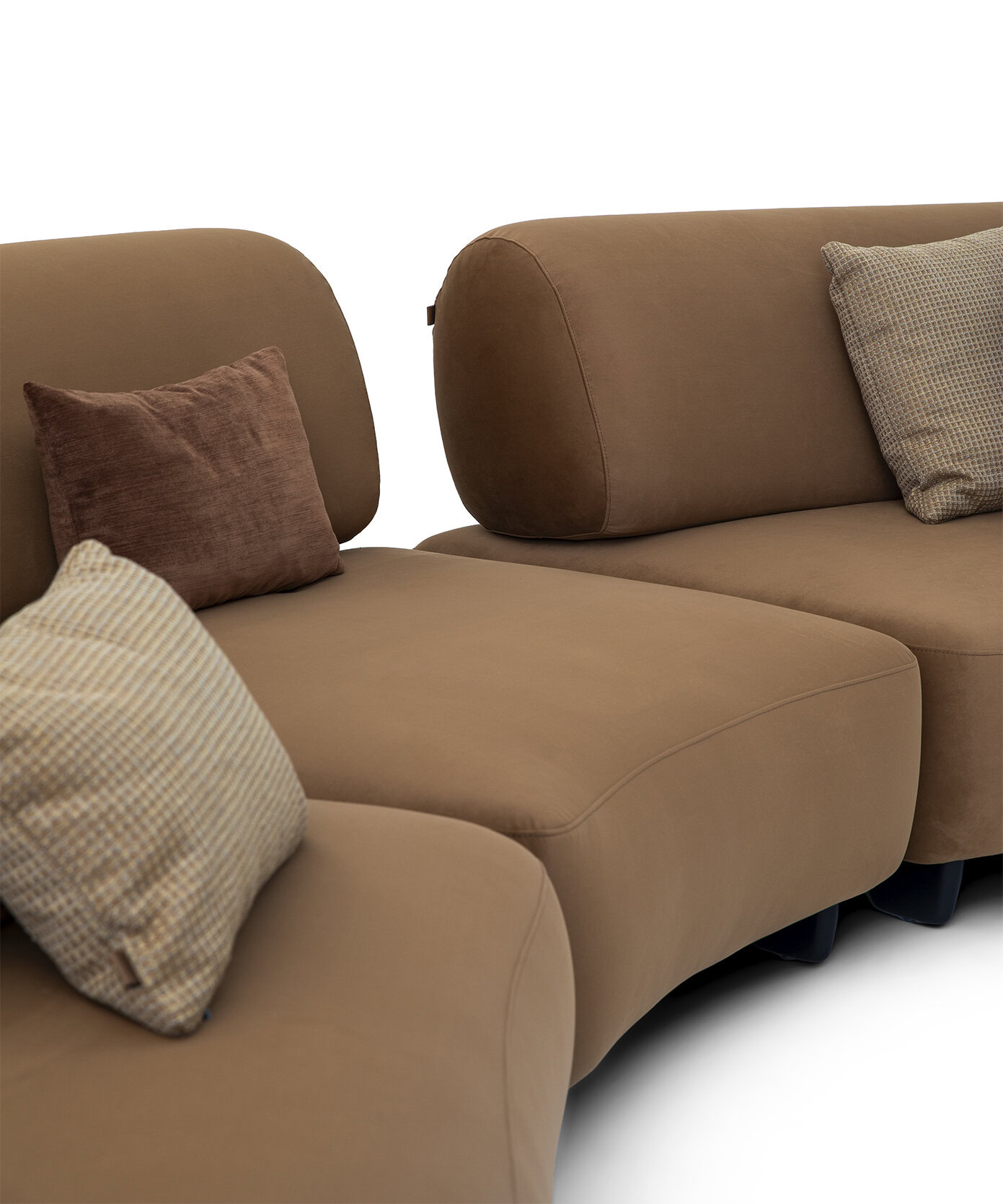 Elegant brown sofa with plush cushions, perfect for contemporary living room settings. Crafted for comfort and style, this furniture piece enhances any home interior.