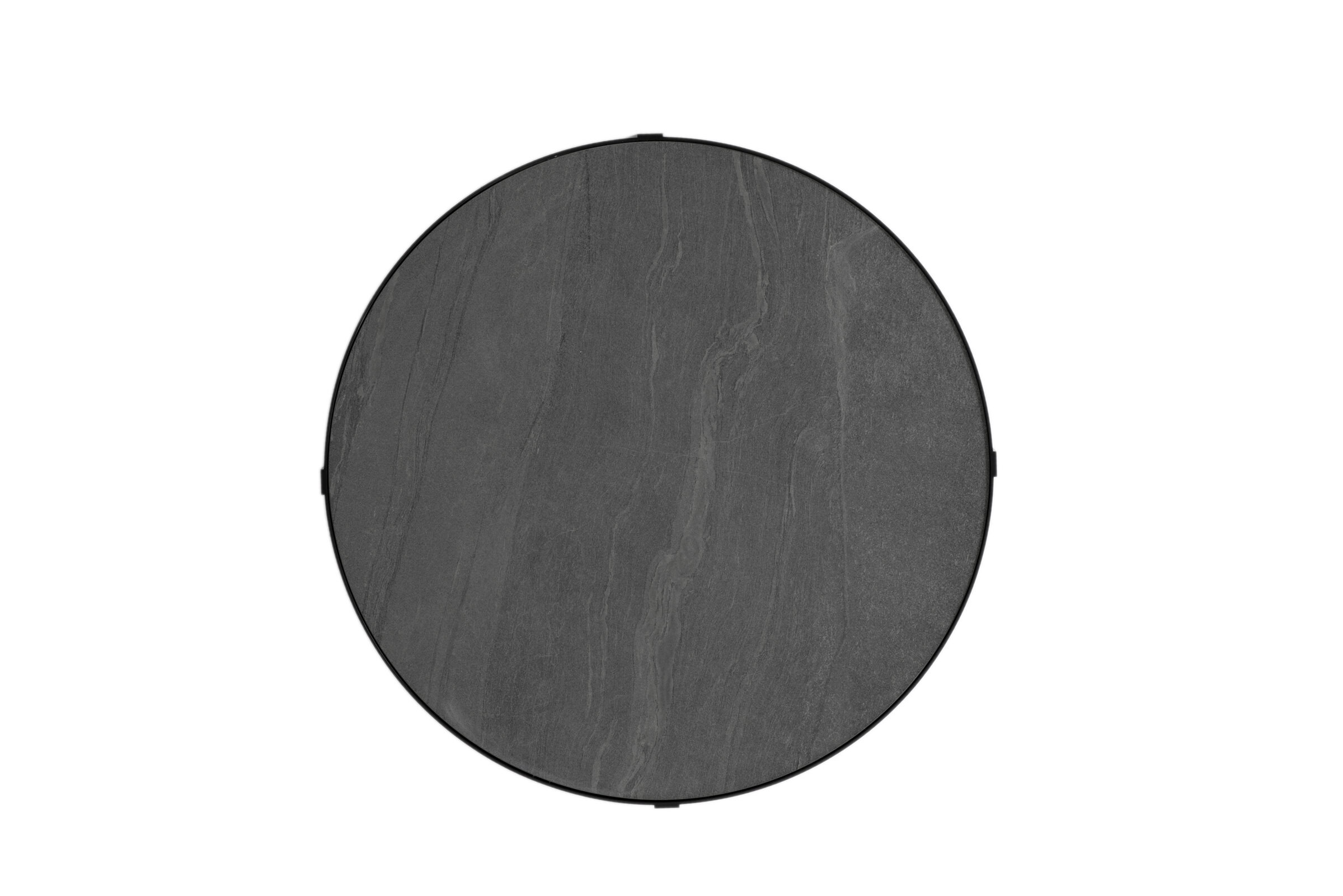 Sleek modern round black dining table with a matte finish, perfect for contemporary home interiors and small gatherings, offering elegant style and durability.
