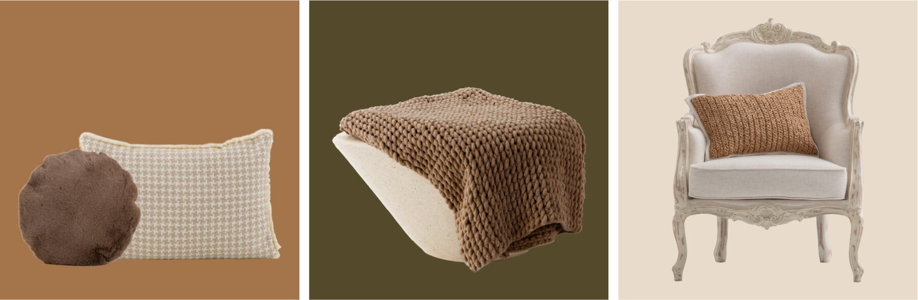 Vintage armchair with plush cushions and cozy throws, showcasing classic furniture design and comfortable seating options for stylish living spaces.