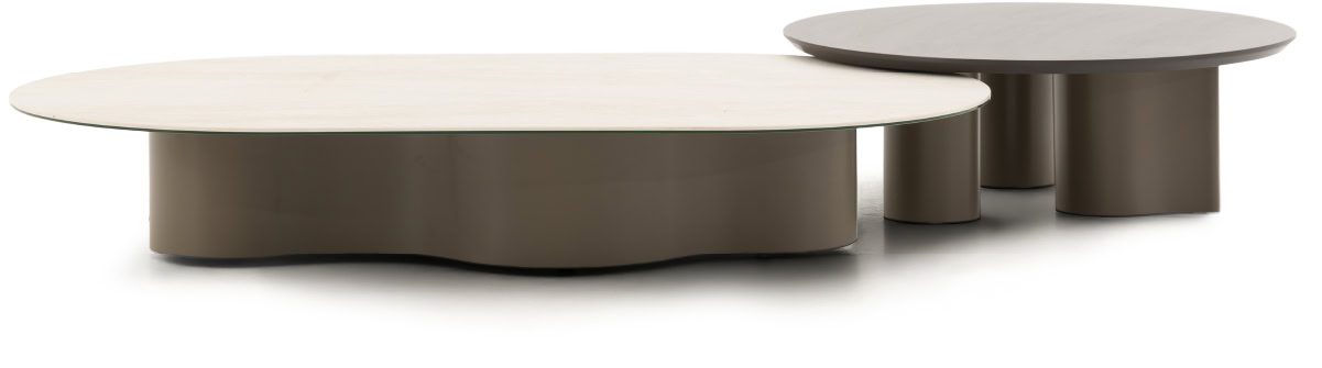 Contemporary minimalist coffee tables with smooth surfaces and rounded edges, perfect for modern living rooms. Crafted with high-quality materials for durability and style.