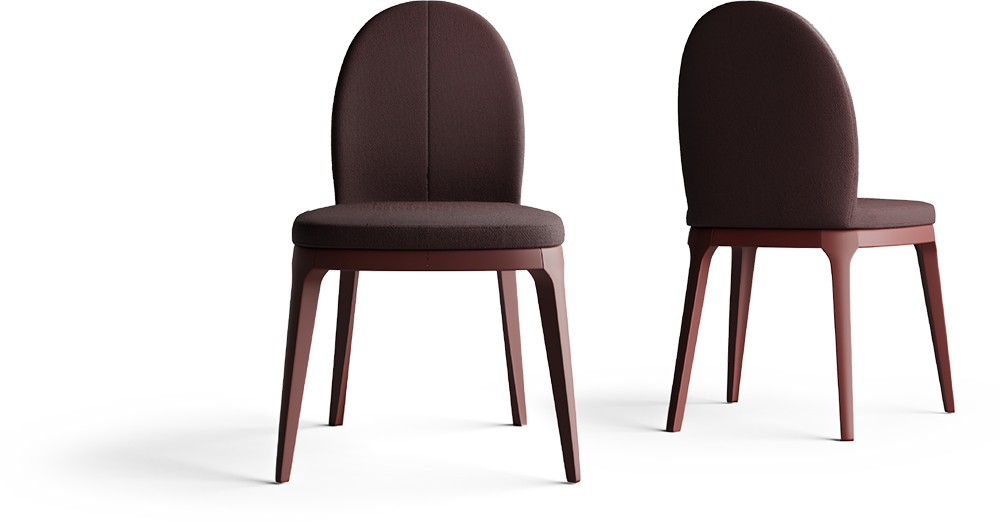 Pair of stylish upholstered dining chairs with dark brown fabric and wooden legs, ideal for contemporary and classic dining room decor.