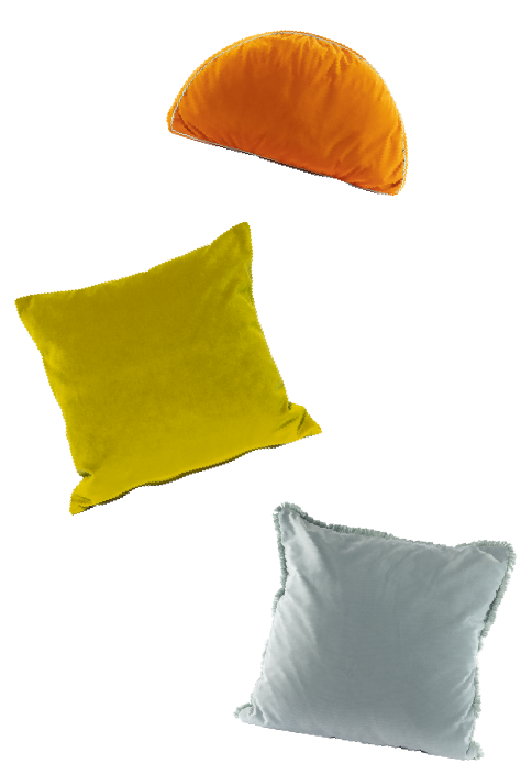 Bright orange, lime green, and light gray cushions for stylish and comfortable home accents. Perfect for adding a pop of color and cozy comfort to any living space.