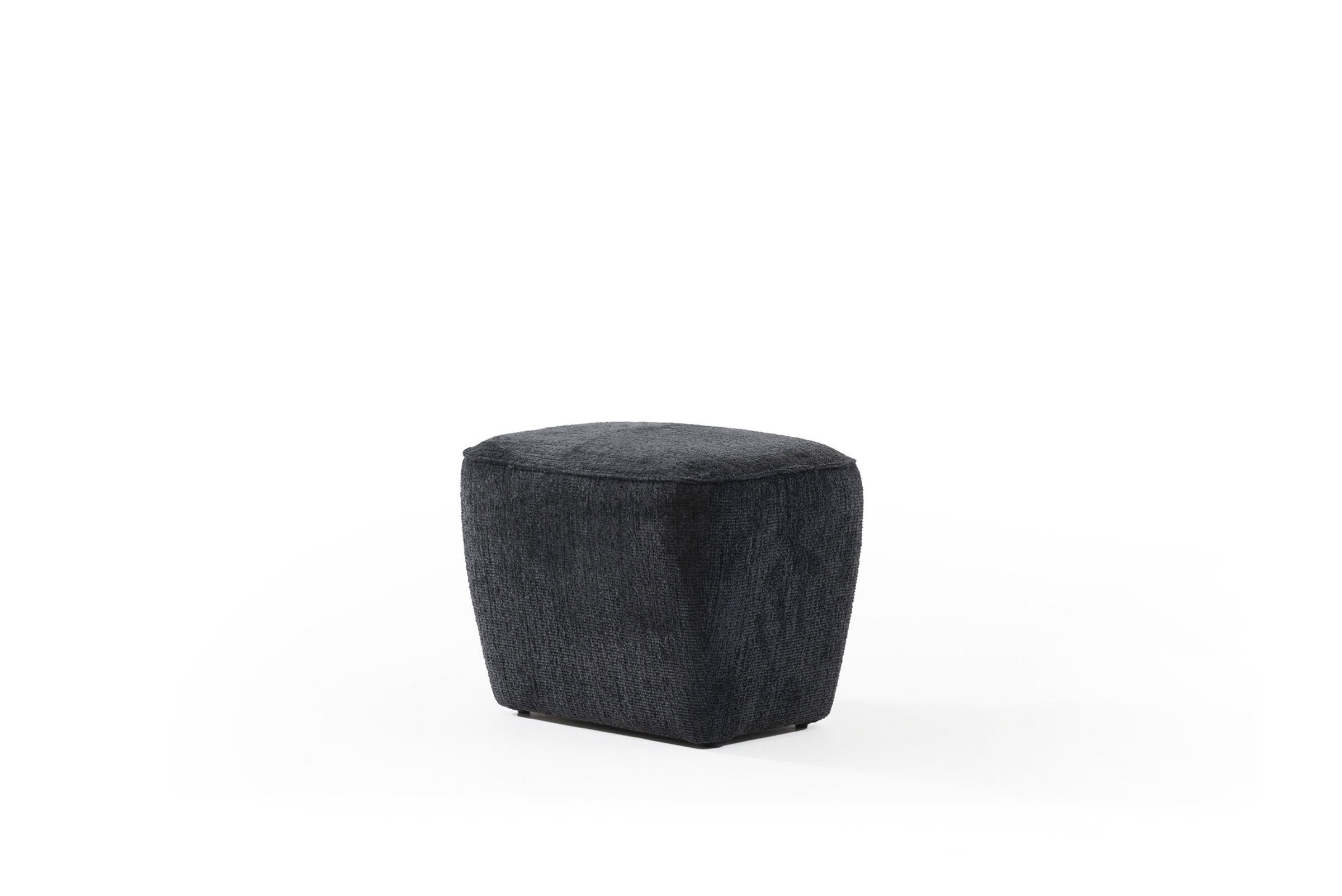 Plush black fabric ottoman, modern home furniture with sturdy design, ideal for living rooms and lounges. Perfect for seating or as a decorative accent piece.