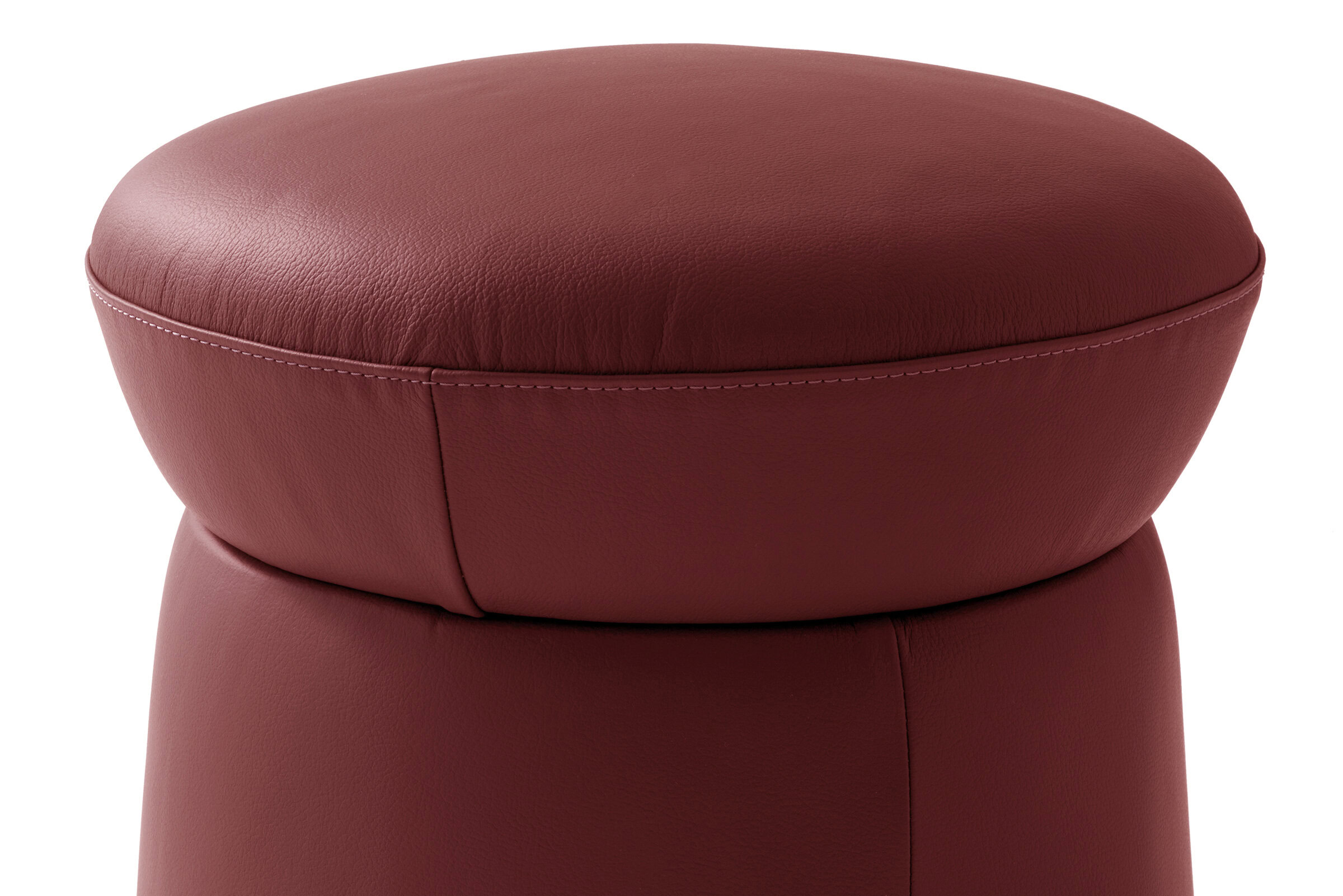 Luxurious red leather ottoman with a sleek, modern design, perfect for contemporary living spaces. Crafted with high-quality materials for durability and style.