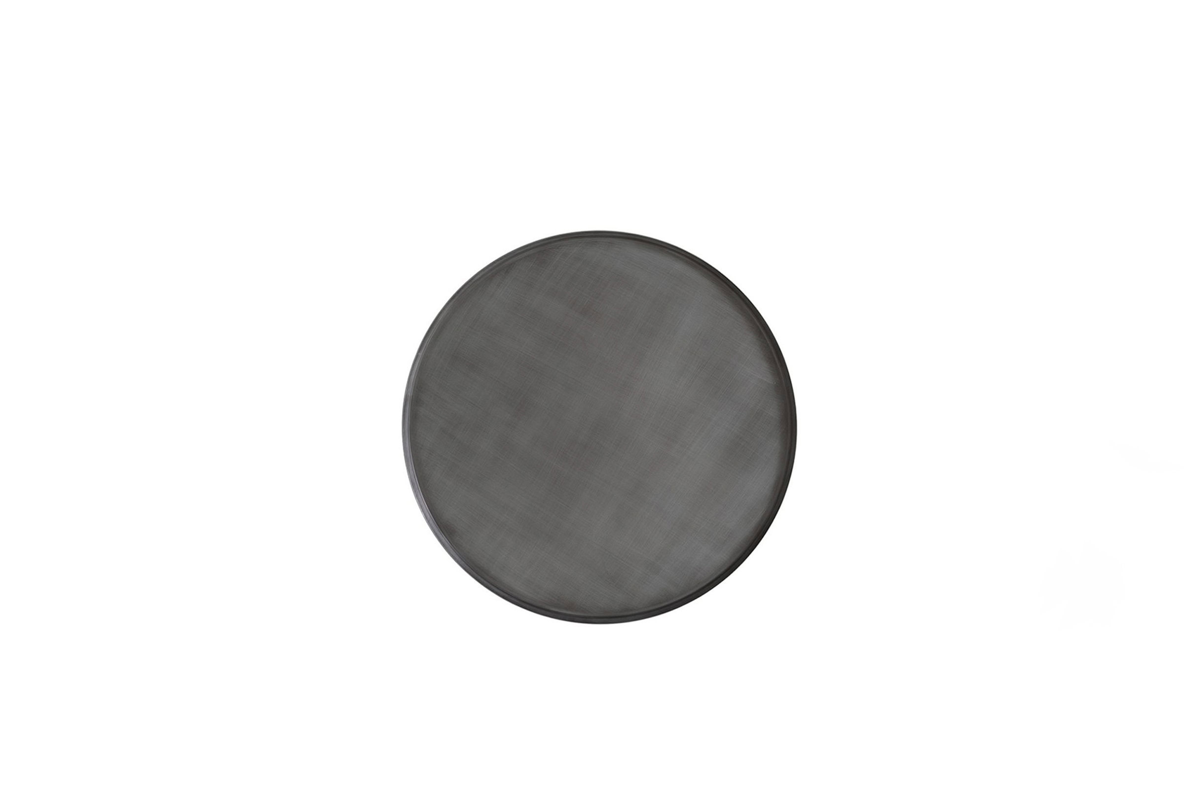 Stainless steel round serving tray, durable and sleek, ideal for kitchen and dining room decor, perfect for serving food and drinks with style.