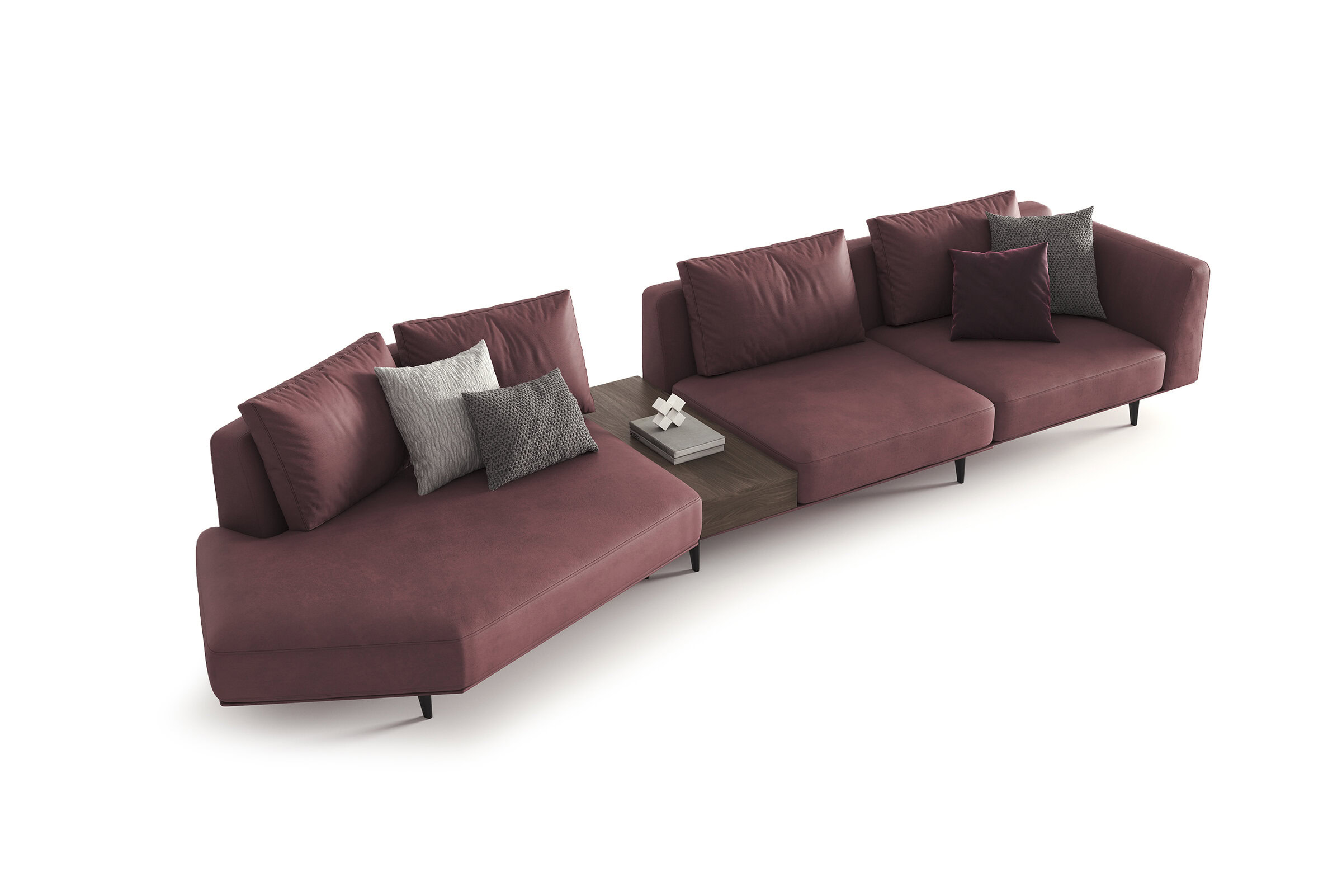 Elegant L-shaped fabric sofa with plush cushions, perfect for contemporary living rooms, offering comfort and stylish design from Saloni Furniture.