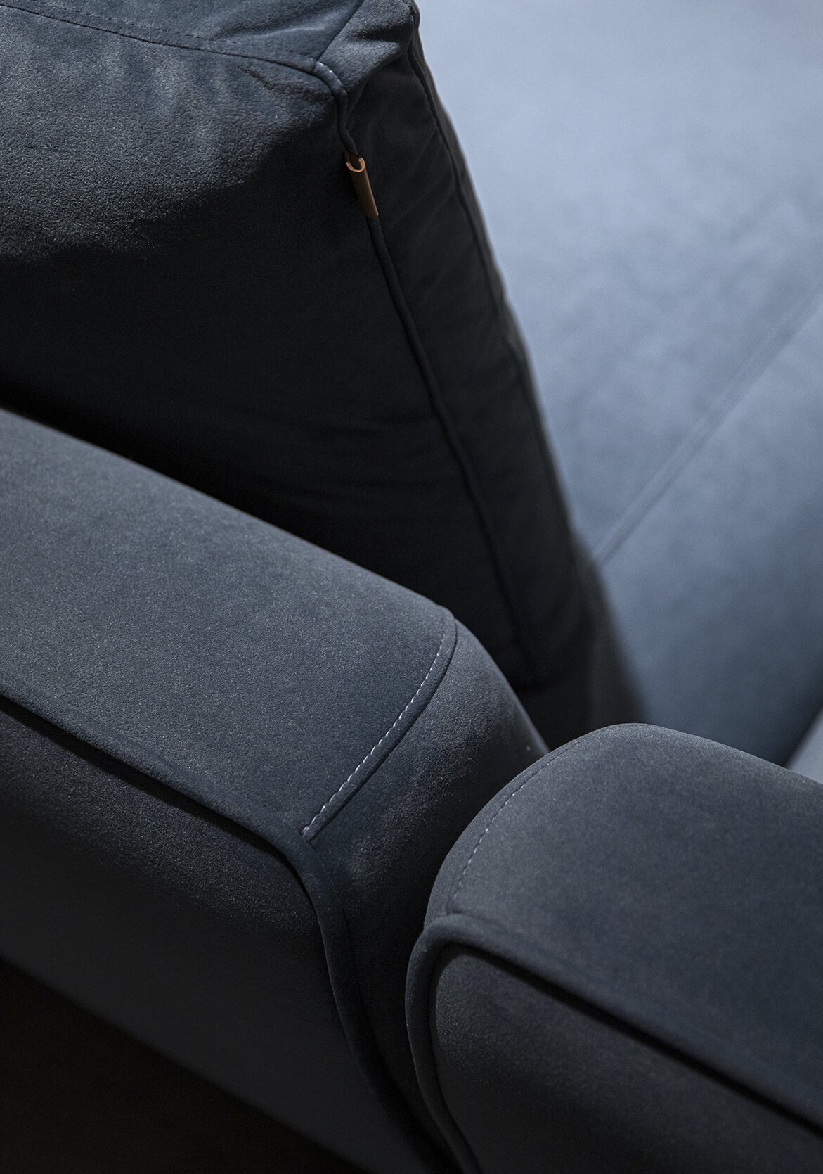 Sleek modern black and gray upholstered furniture with clean lines, perfect for contemporary living room or office decor.
