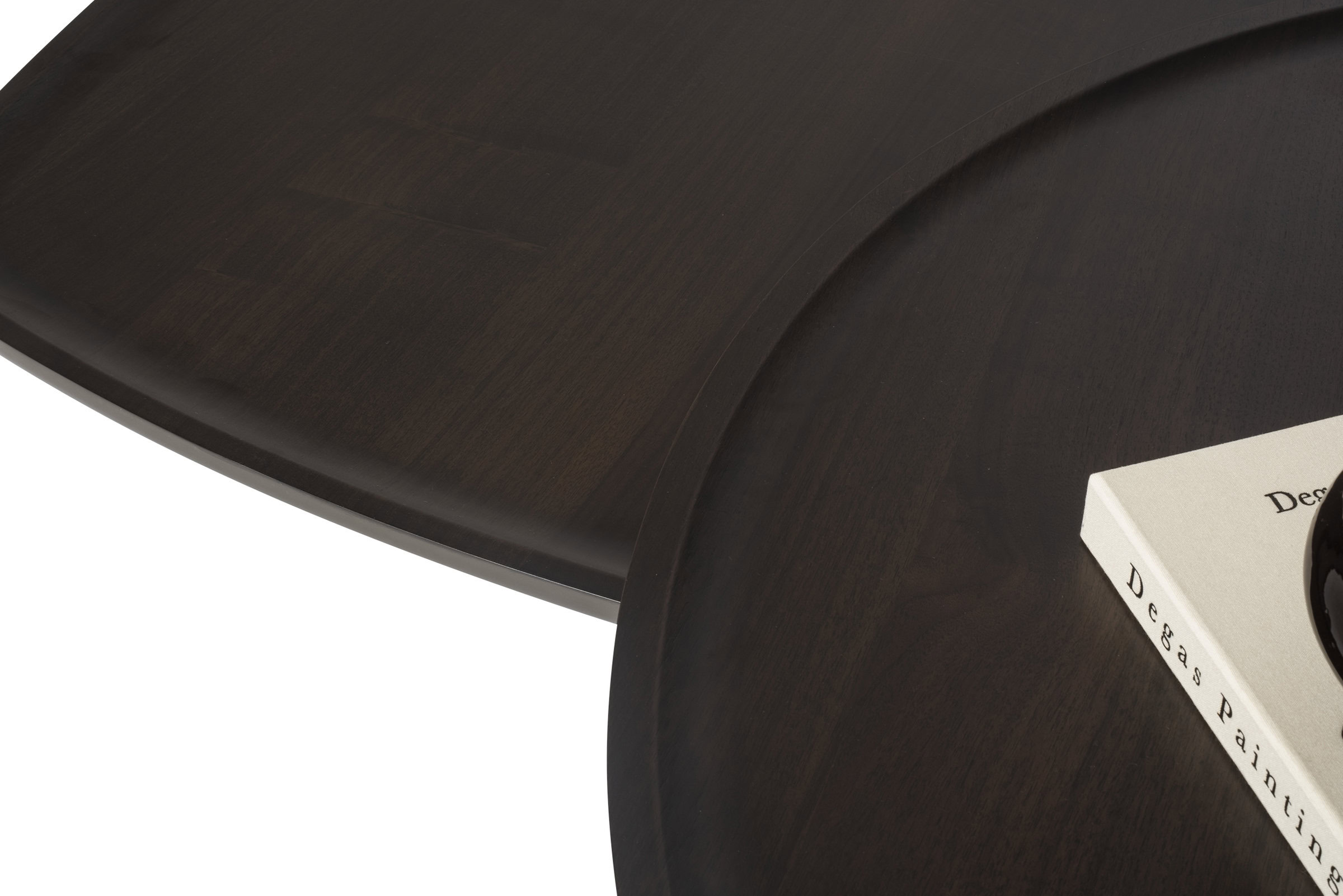 Sleek dark wood coffee table with a polished finish, ideal for modern living rooms and stylish interior decor.